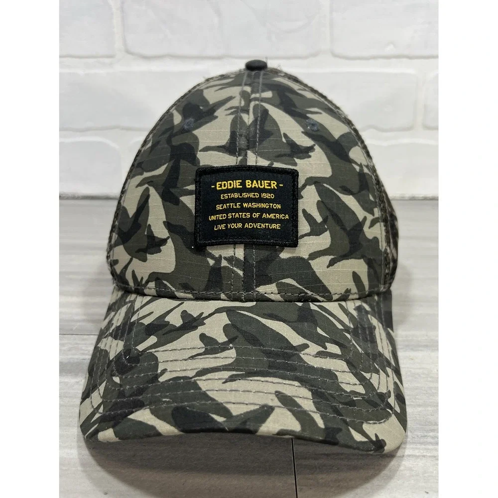 Eddie Bauer Camo Camouflage Mesh SnapBack Baseball Cap Hat Trucker Hat / Outdoor